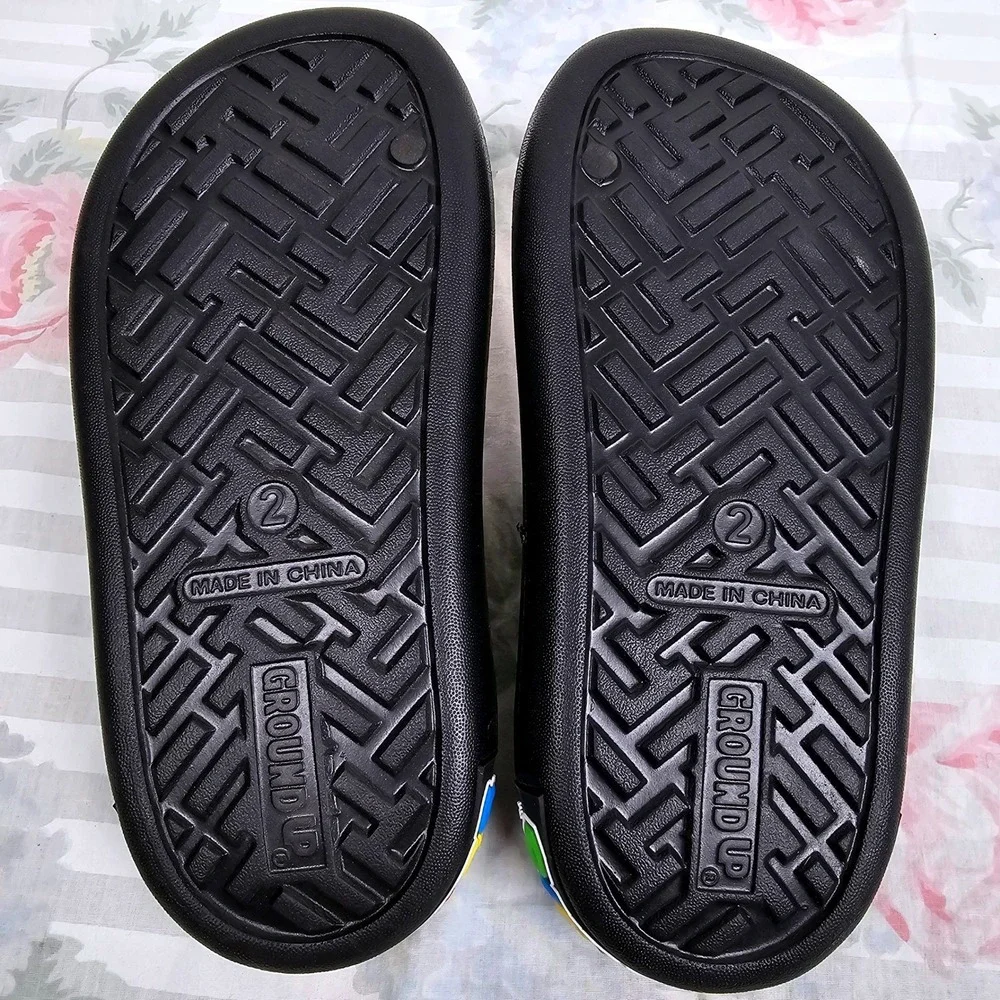 Ground Up Super Mario Luigi Kids Slides Sandals Black‎ Red Green Size 2